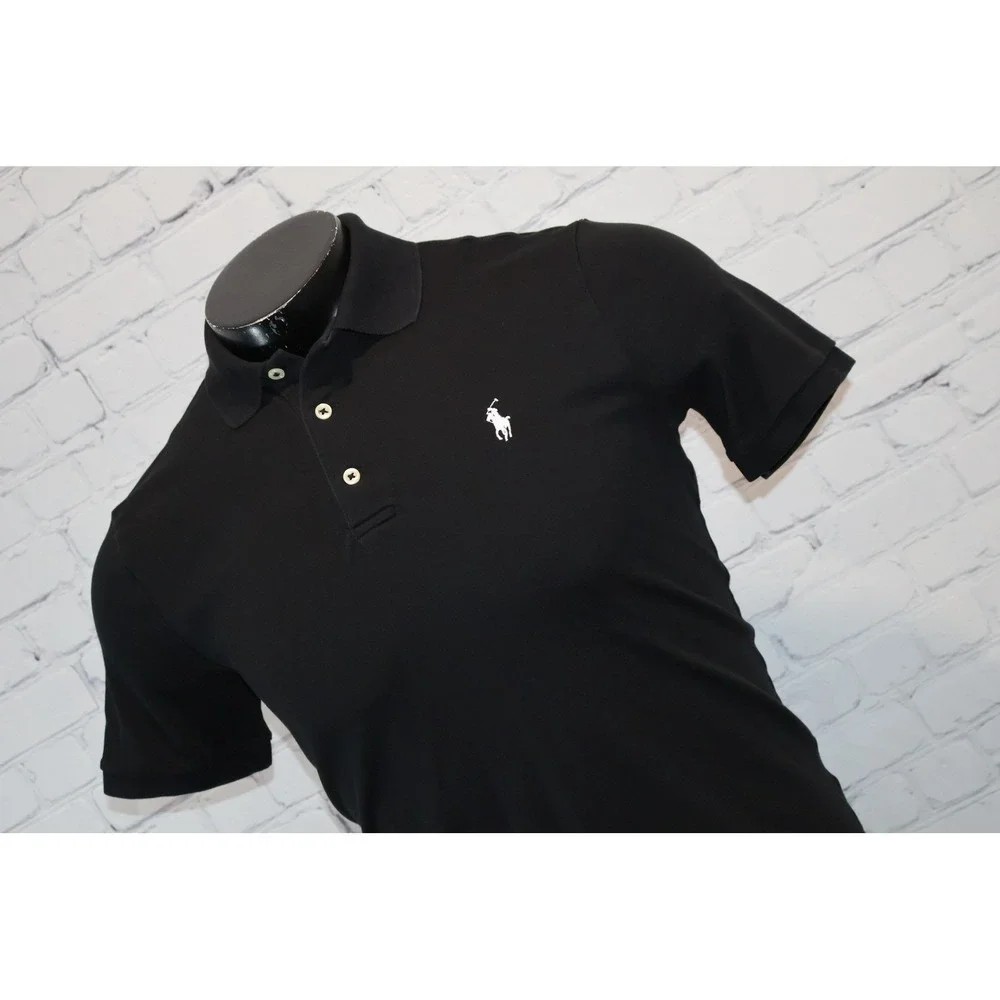 Polo Ralph Lauren Polo Shirt Mens Small Black Classic Fit Short Length Pony Logo